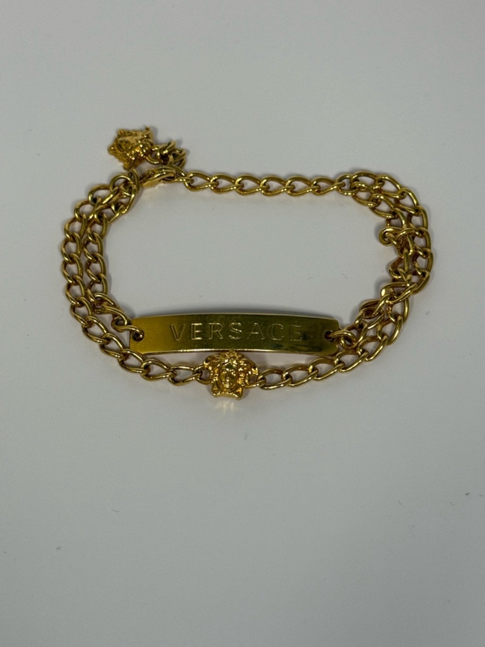 Versace Gold Medusa Plaque Double Chain Bracelet - Picture 2 of 5
